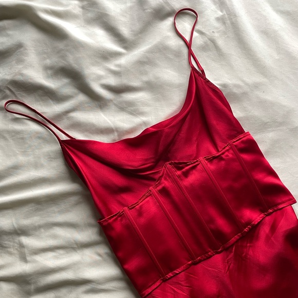 Steele by Amanda Steele Red Silk Corset Dress - Picture 4 of 10